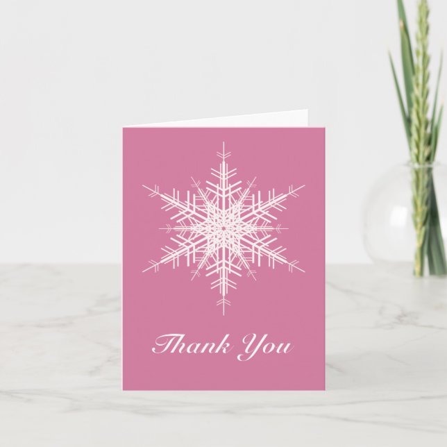 Snowy Pink Thank You Card (Front)
