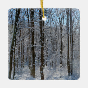 Snowy Poplar Forest I Ceramic Ornament