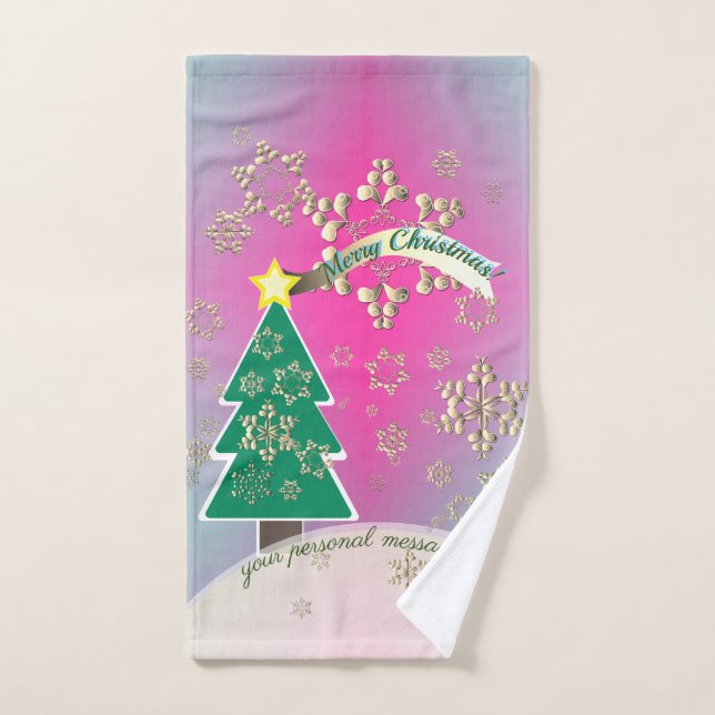 Snowy Purple Christmas Tree Scene   Hand Towel (Hand Towel)