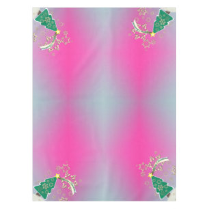 Snowy Purple Christmas Tree Scene Tablecloth