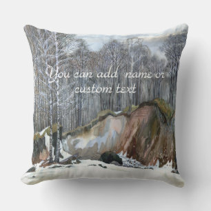 Snowy ravine painting watercolor cushion