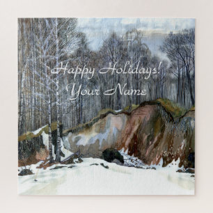 Snowy ravine  painting  watercolor jigsaw puzzle