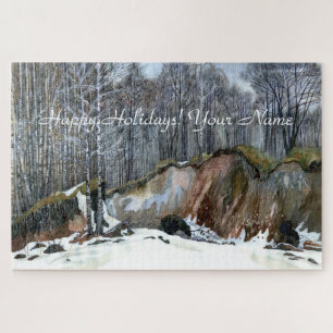 Snowy ravine  painting  watercolor jigsaw puzzle