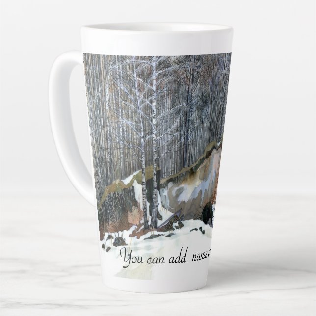 Snowy ravine painting  watercolor latte mug (Left Angle)