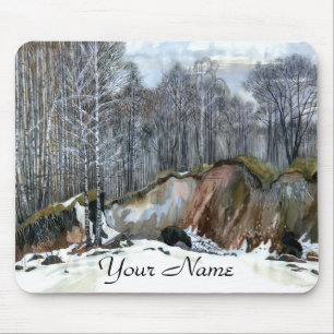 Snowy ravine  painting  watercolor  mouse pad