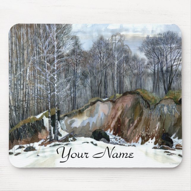 Snowy ravine  painting  watercolor  mouse pad (Front)