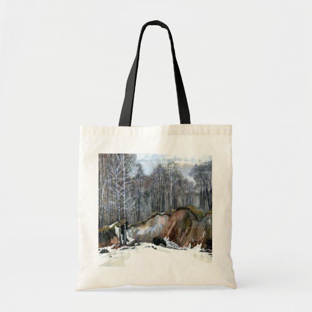 Snowy ravine  painting  watercolor tote bag (Front)
