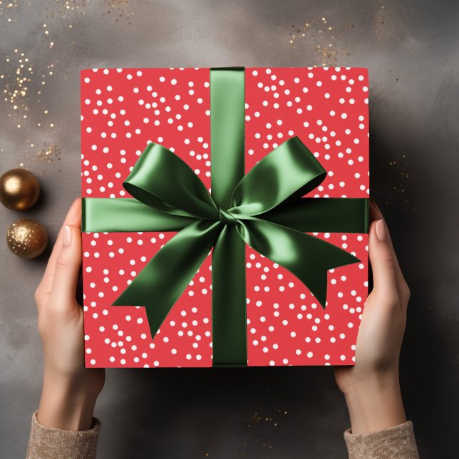 Snowy Red and white polka dot Christmas Wrapping Paper (Creator Uploaded)