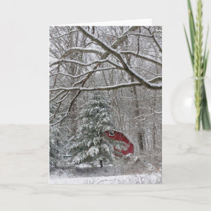 Snowy Red Barn Card