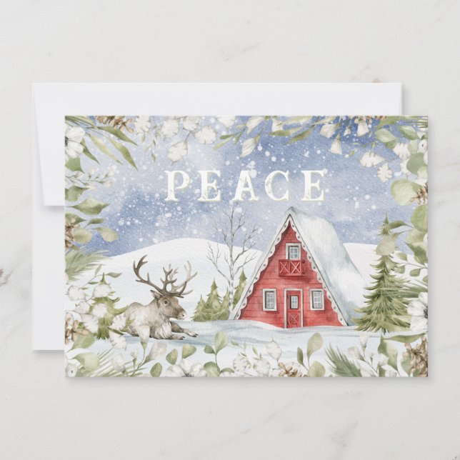 Snowy Red Cabin | Peace (Front)
