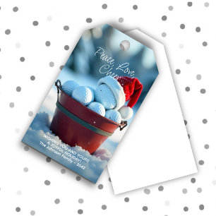 Snowy Red Christmas Golf Ball Bucket Gift Tags
