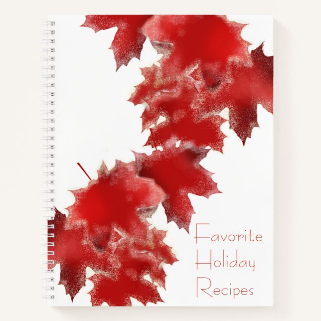 Snowy Red Leaves Holiday Recipe Book (Front)
