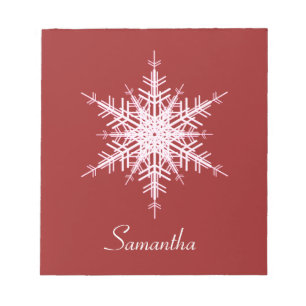 Snowy Red Snowflake Notepad
