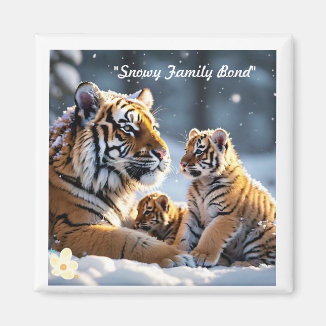 "Snowy Refuge of Tiger Love" Magnet (Front)