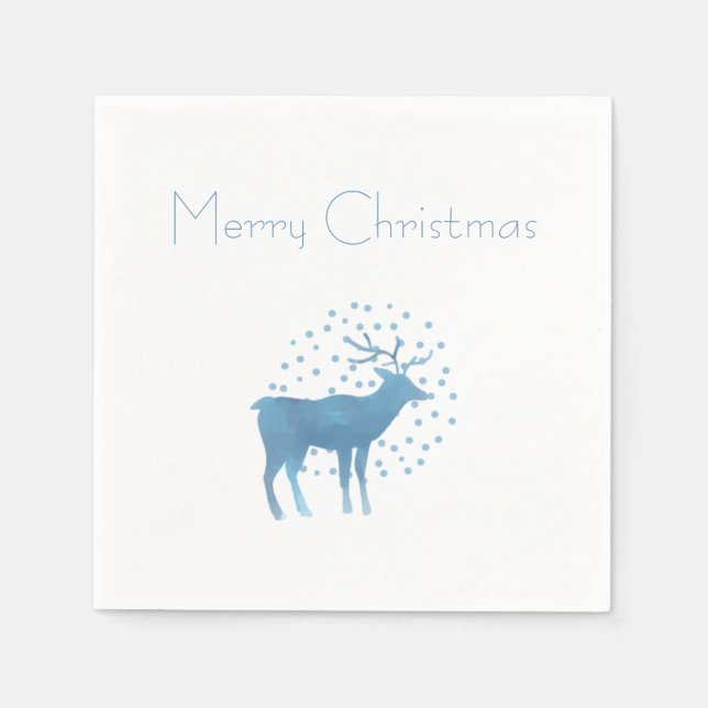Snowy Reindeer Merry Christmas Napkin (Front)