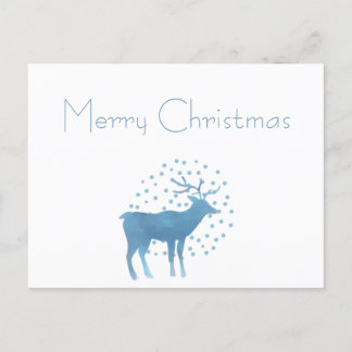 Snowy Reindeer Merry Christmas Postcard