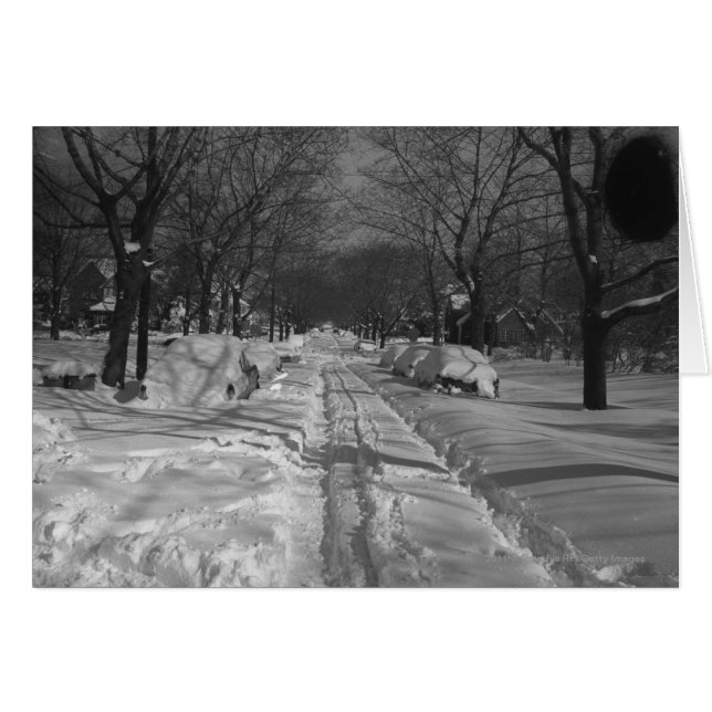 Snowy residential street (Front Horizontal)