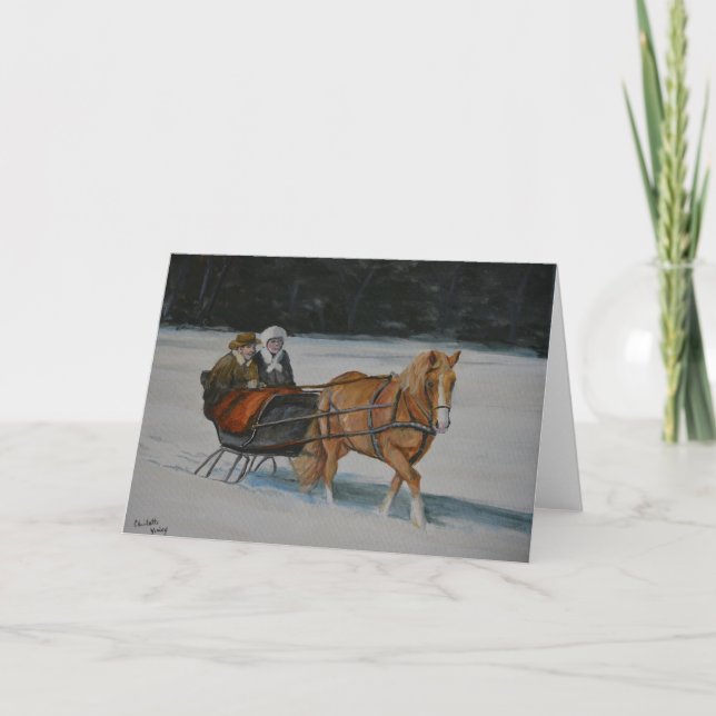 Snowy Ride Winter Scene Greeting Card 5x7 (Front)