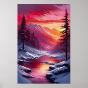 Snowy River and Crimson Skies Poster