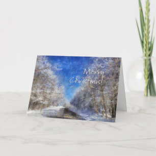Snowy Road - Impressionist Merry Christmas Holiday Card