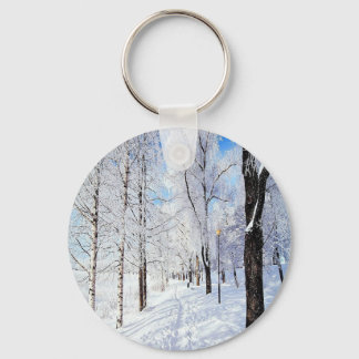 Snowy Road Key Ring