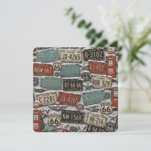 Snowy Route 66 License Plate Christmas