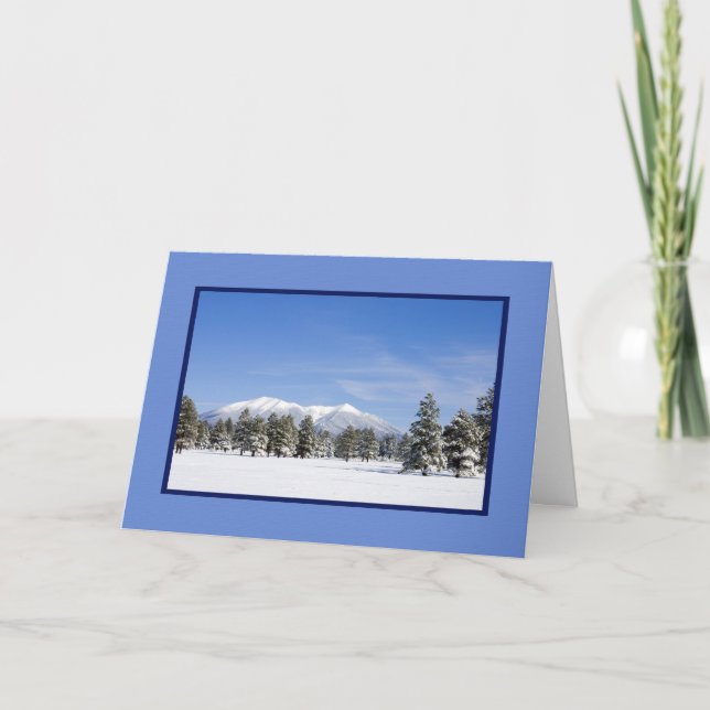 Snowy San Francisco Peaks Photo Custom Holiday Card (Front)