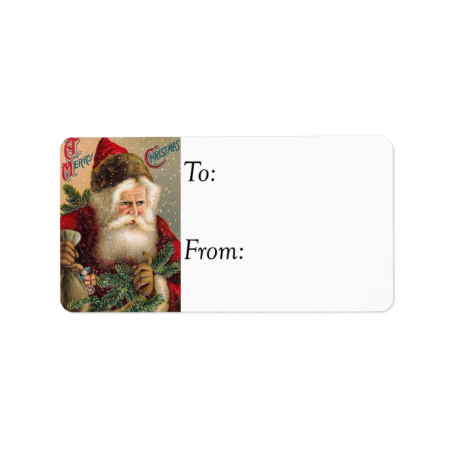 Snowy Santa Vintage Gift Tag (Front)