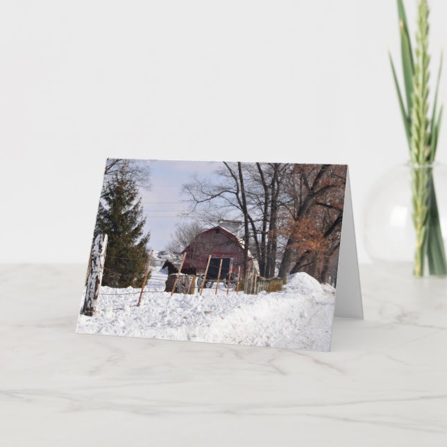 Snowy Scene in Amish Country Holiday Card (Front)