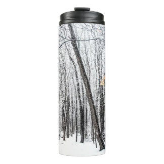 Snowy Scene in Woodland Michigan Thermal Tumbler