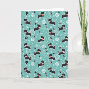 Snowy Scottie Dog Christmas Pattern Holiday Card