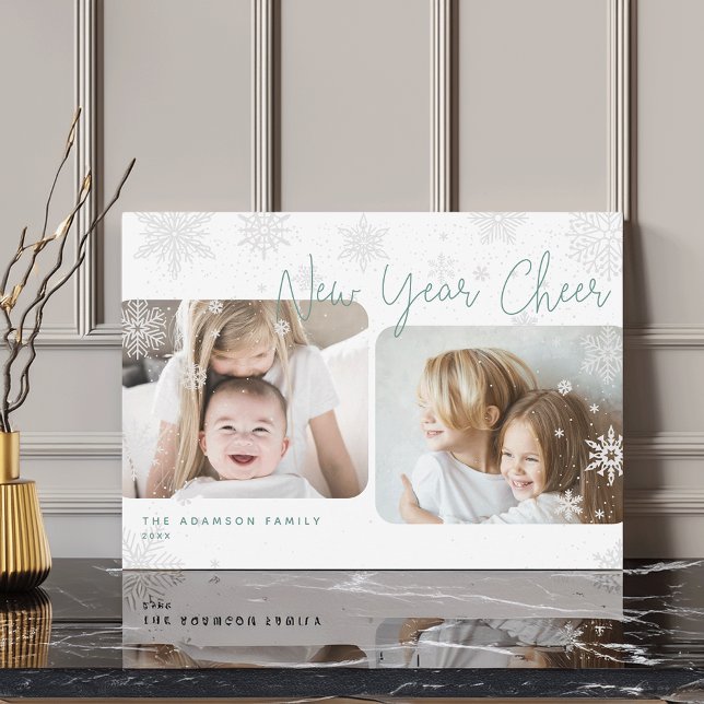 Snowy Script | 2 Photo Happy New Year Holiday Card (Creator Uploaded)