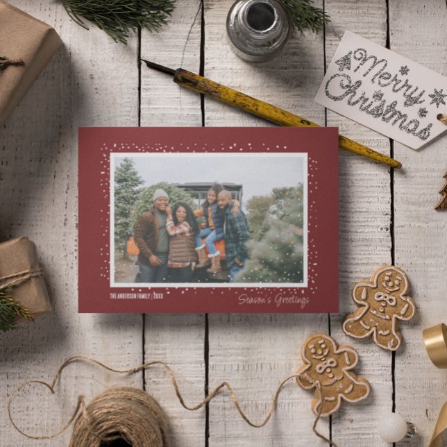 Snowy Season's Greeting Family Photo Christmas Invitation (Creator Uploaded)