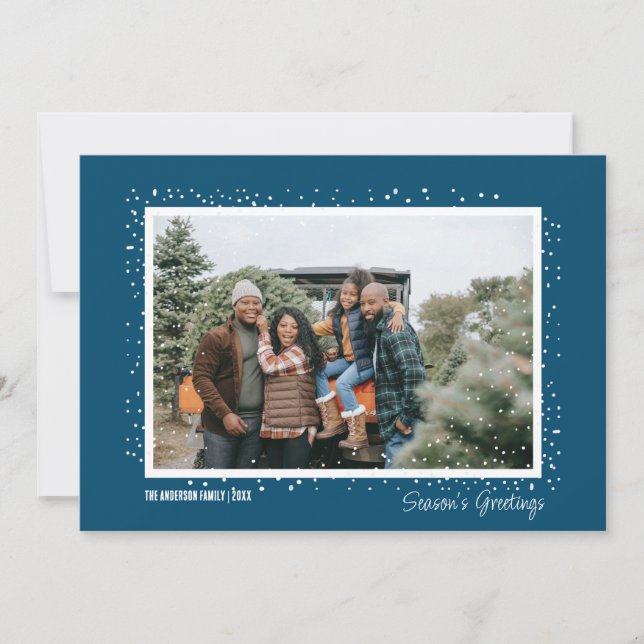 Snowy Season's Greeting Family Photo Christmas Invitation (Front)