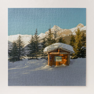 Snowy Serenity: Lake Louise and the Majestic Mount Jigsaw Puzzle