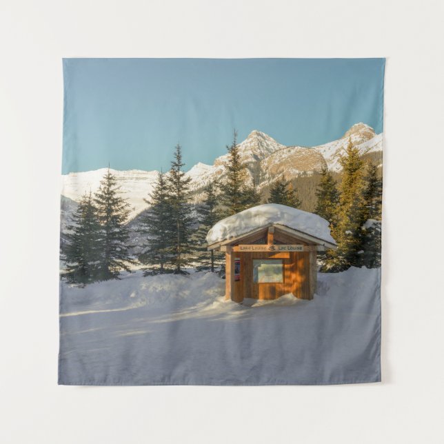 Snowy Serenity: Lake Louise and the Majestic Mount Tapestry (Front)