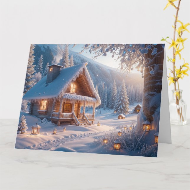 Snowy Serenity: Warm Wishes for a Bright New Year Card (Yellow Flower)