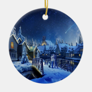 Snowy Shooting Star Ceramic Tree Decoration