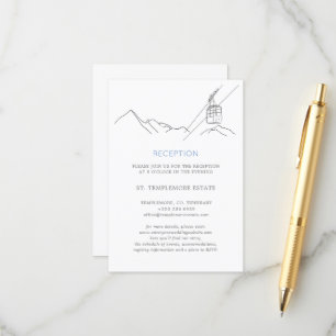 Snowy Ski Slopes Cable Car Wedding Reception Enclosure Card