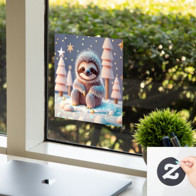 Snowy Sloth's Winter Wonderland Window Cling (Office)