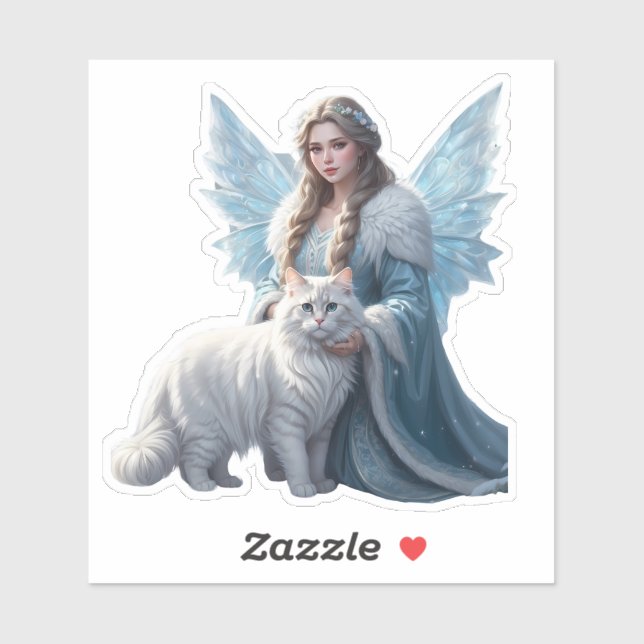 Snowy Solace - Fairy and Cat Sticker (Sheet)