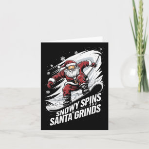 Snowy Spins Santa Grinds Snowboarder Christmas Sno Card
