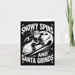 Snowy Spins Santa Grinds Snowboarder Christmas Sno Card
