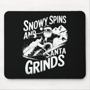 Snowy Spins Santa Grinds Snowboarder Christmas Sno Mouse Mat