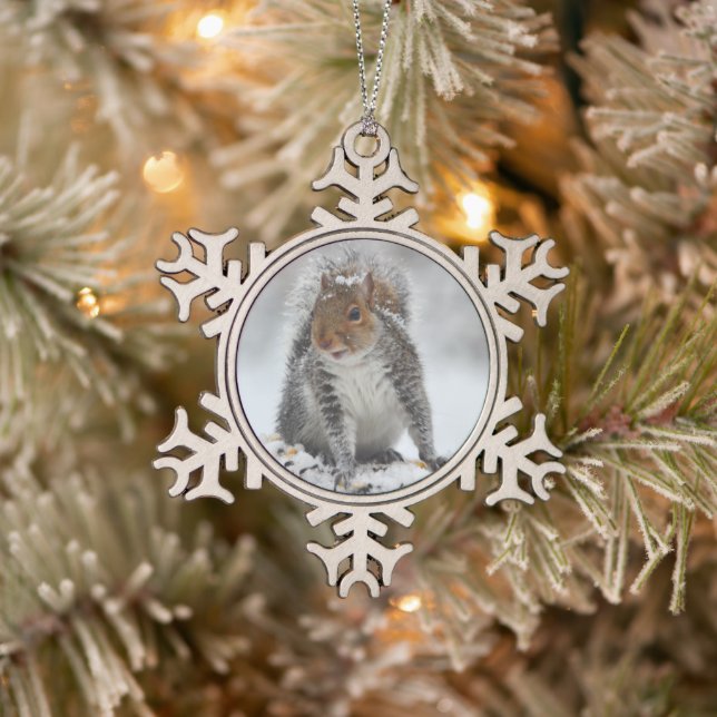 Snowy Squirrel Christmas Ornament (Tree)