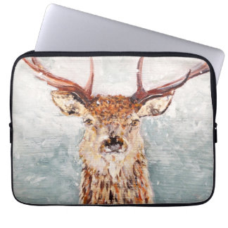 Snowy Stag Painting By MirandaPA - Laptop Sleeve