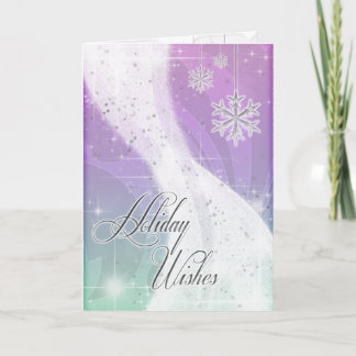 Snowy Star Ribbon (lavender & green) Holiday Card