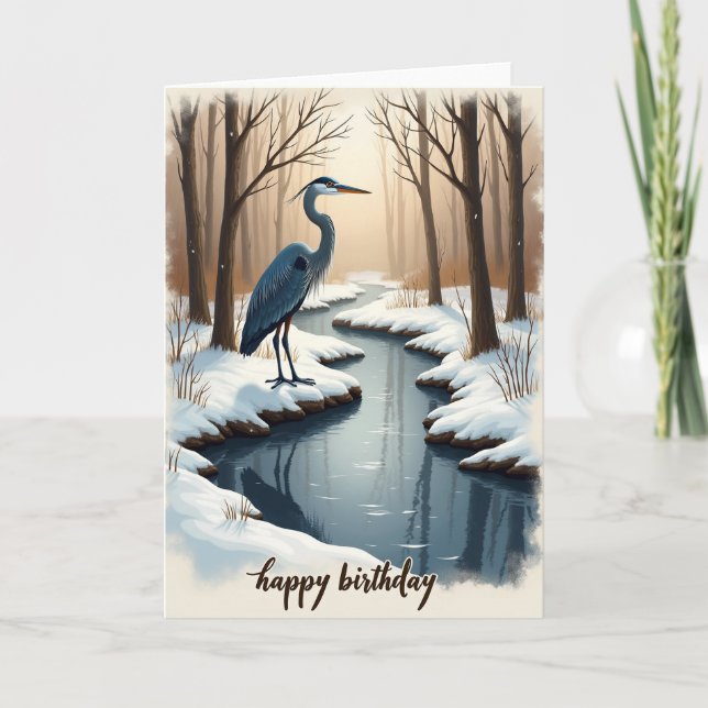 Snowy Stream Birthday Card (Front)
