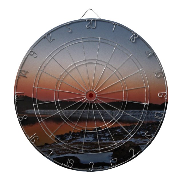 Snowy Sunset at Lake Arrowhead Dartboard (Front)
