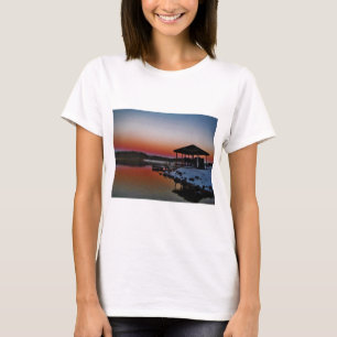 Snowy Sunset at Lake Arrowhead dock T-Shirt